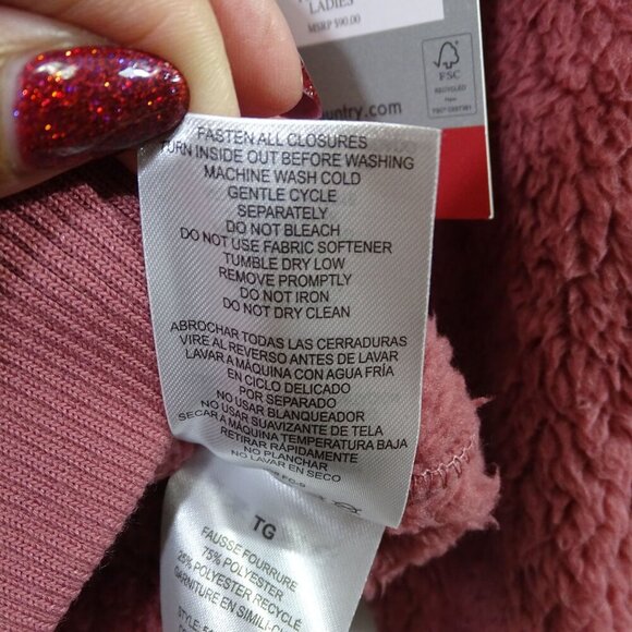 Free Country Full Zip Plush Sherpa Jacket Women Size XL Pink High Neck NEW - Picture 8 of 12